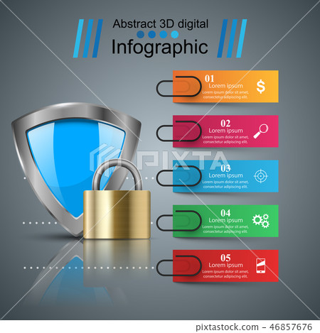 Shield, security - business paper infographic. 46857676