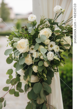 Flowers on wedding decor, green and white color 46858510