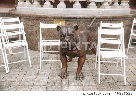 White chair on wedding ceremony. summer wedding decoration outside White chair on wedding ceremony. summer wedding decoration outside 46858528