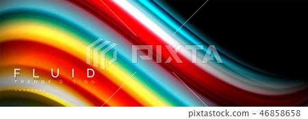 Bright colorful liquid fluid lines on black, modern abstract background Bright colorful liquid fluid lines on black, modern abstract background 46858658