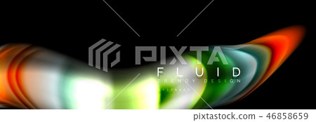 Abstract liquid colorful banner. Trendy wavy dynamic design. Fluid color shapes. Abstract liquid colorful banner. Trendy wavy dynamic design. Fluid color shapes. 46858659
