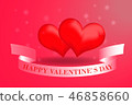 Two red hearts and a pink ribbon with the inscript 46858660