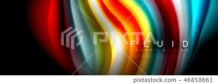 Bright colorful liquid fluid lines on black, modern abstract background Bright colorful liquid fluid lines on black, modern abstract background 46858661