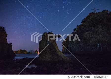 靜岡縣 西伊豆浮島海岸 星空 照片素材 圖片 圖庫