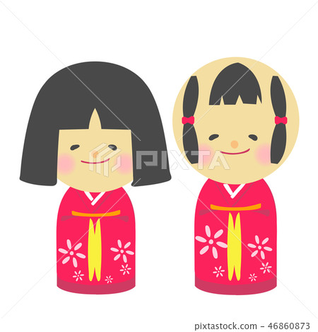 Kokeshi紅色女孩傳統鎮藝術紀念品 Kokeshi紅色女孩傳統鎮藝術紀念品 46860873