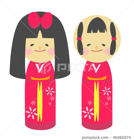 Kokeshi紅色女孩傳統鎮藝術紀念品 Kokeshi紅色女孩傳統鎮藝術紀念品 46860874