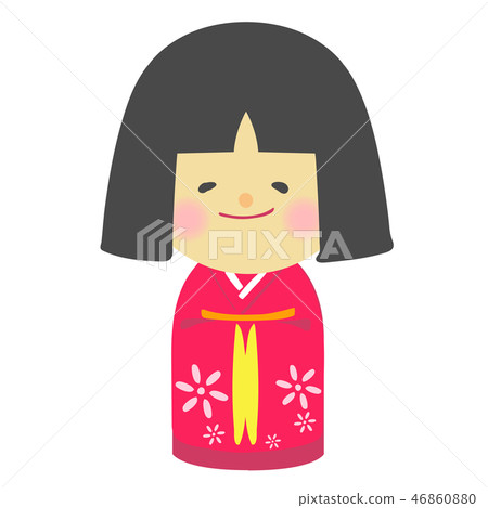 Kokeshi紅色女孩傳統鎮藝術紀念品 46860880