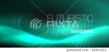 Dark abstract background with glowing neon circles 46861022