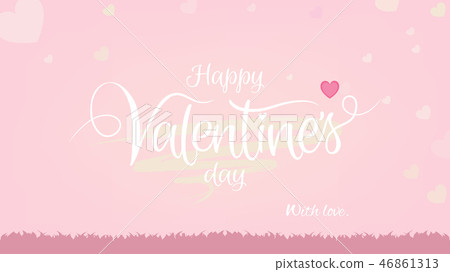 Pink happy valentine's card typography art brush 46861313