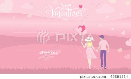Happiness couple holding hand, Valentines card 46861314