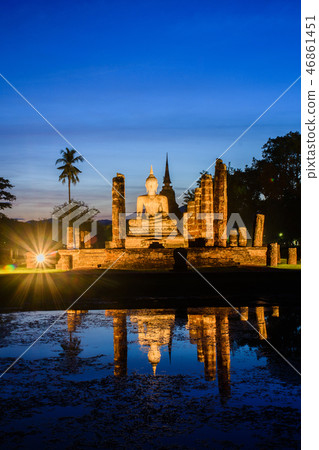 Mahathat temple twilight time,Sukhothai Thailand. 46861451