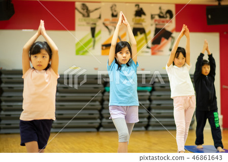 Yoga exercise sports club kids classroom image 46861643