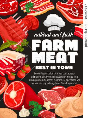 Beef and pork meat, bacon, ham and chicken 46862547