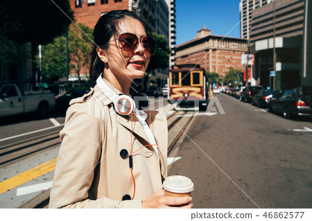 college girl commute enjoy music headphones college girl commute enjoy music headphones 46862577