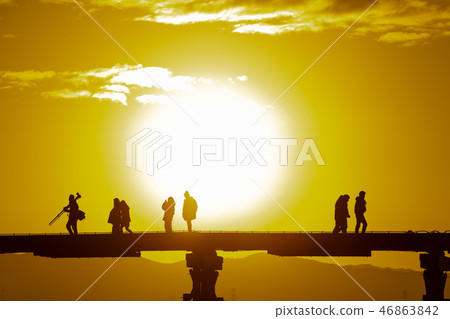 First sunrise of the flow bridge 46863842