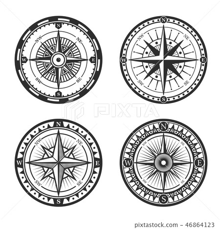 Nautical compass wind rose vintage icons 46864123