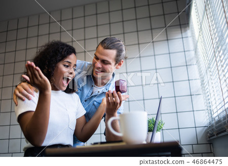 Man making proposal to his girlfriend 46864475