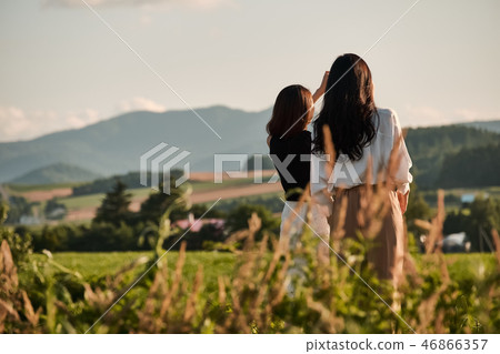 Women's journey nature scenery 46866357