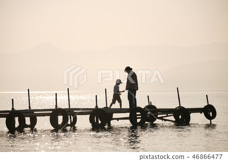 Family trip lake camp twilight 46866477