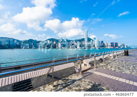 Beautiful architecture building exterior cityscape of hong kong city skyline Beautiful architecture building exterior cityscape of hong kong city skyline 46868477