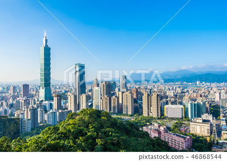 Beautiful landscape and cityscape of taipei 101 building and architecture in the city Beautiful landscape and cityscape of taipei 101 building and architecture in the city 46868544