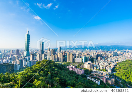 Beautiful landscape and cityscape of taipei 101 building and architecture in the city Beautiful landscape and cityscape of taipei 101 building and architecture in the city 46868851