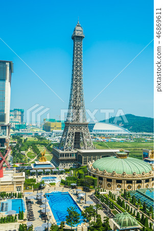China, Macau - September 10 2018 - Beautiful eiffel tower landmark of parisian hotel and resort in macau city 46869611
