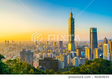Beautiful landscape and cityscape of taipei 101 building and architecture in the city Beautiful landscape and cityscape of taipei 101 building and architecture in the city 46869693