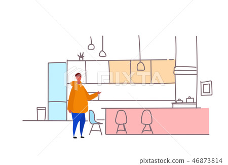 casual man standing modern kitchen interior house room furniture sketch doodle male cartoon casual man standing modern kitchen interior house room furniture sketch doodle male cartoon 46873814