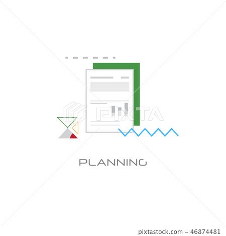 document with data chart financial planning concept line style isolated 46874481