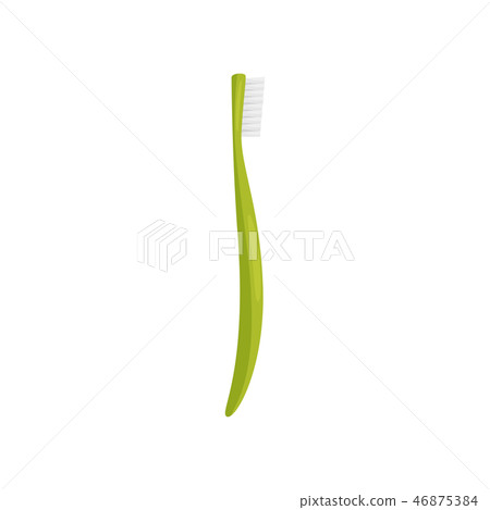 Flat vector icon of green toothbrush with soft bristles. Health and oral hygiene theme Flat vector icon of green toothbrush with soft bristles. Health and oral hygiene theme 46875384