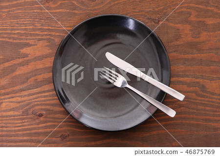 Sign for the end of the meal by the cutlery Sign for the end of the meal by the cutlery 46875769