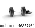 3d rendering dumbbell isolated on white, closeup, for fitness or weight related themes 46875964