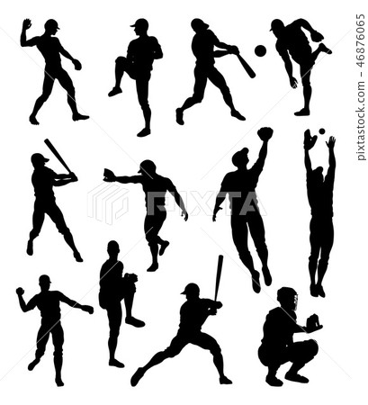 Baseball Player Silhouettes 46876065