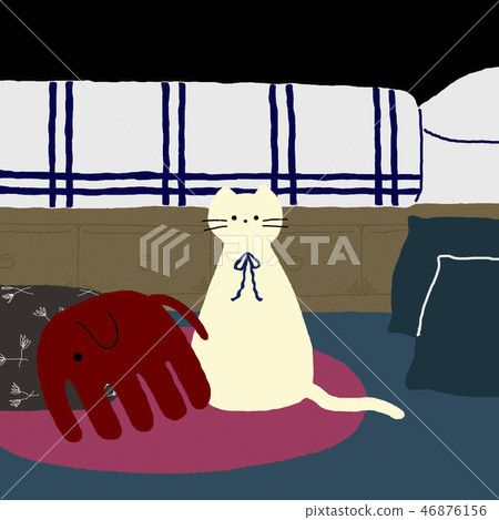 Cat, room, answering machine Cat, room, answering machine 46876156