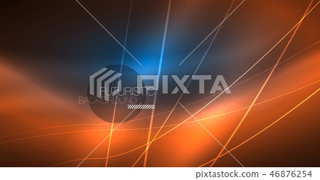 Neon glowing magic background, neon banner, night sky wallpaper. Magic light effect. Christmas 46876254