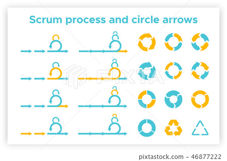 Scrum info graphic diagram element vector set 46877222