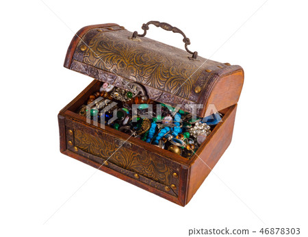 vintage jewelry box on white background 46878303