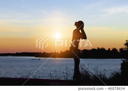 young girl dancing gestures river young girl dancing gestures river 46878634