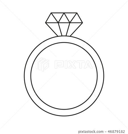 Line art black and white diamond ring Line art black and white diamond ring 46879182