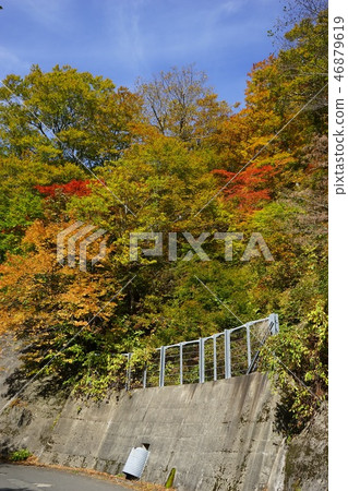 A narrow mountain road to summer oil hot spring 46879619