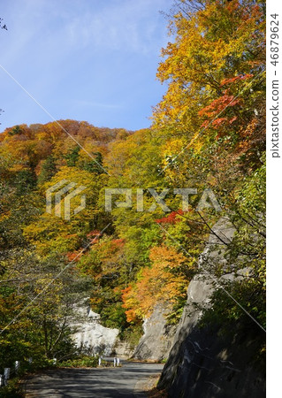 A narrow mountain road to summer oil hot spring 46879624