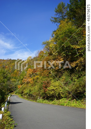 A narrow mountain road to summer oil hot spring 46879675