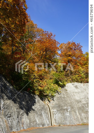 A narrow mountain road to summer oil hot spring 46879694