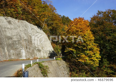 A narrow mountain road to summer oil hot spring 46879696