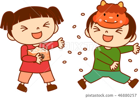 Mamemaki Setsubun child cute fun illustration 46880257