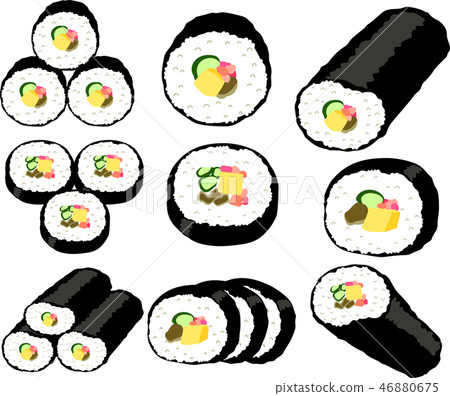 Rice roll Nori seaweed roll Seto bean paste... - Stock Illustration ...