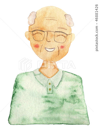 Hand Drawn Warm Watercolor Person Senior Man Stock