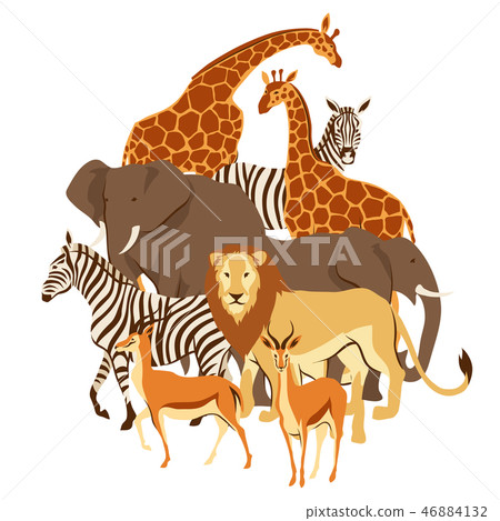 Background with African savanna animals. Background with African savanna animals. 46884132
