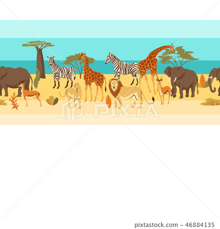 Seamless pattern with African savanna animals. Seamless pattern with African savanna animals. 46884135